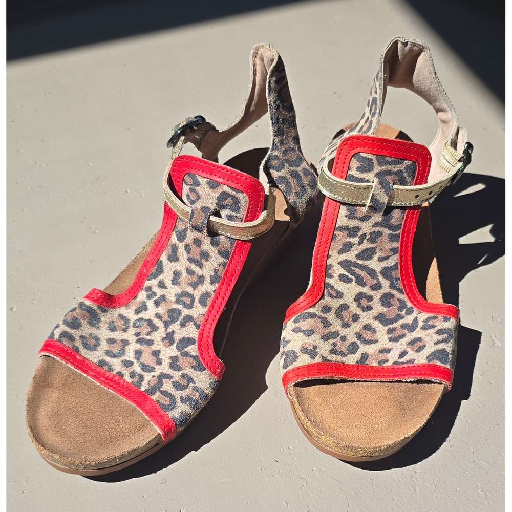 Naot Women's Animal Print Strappy Wedge Sandals Ankle Strap Buckle EU39 US8